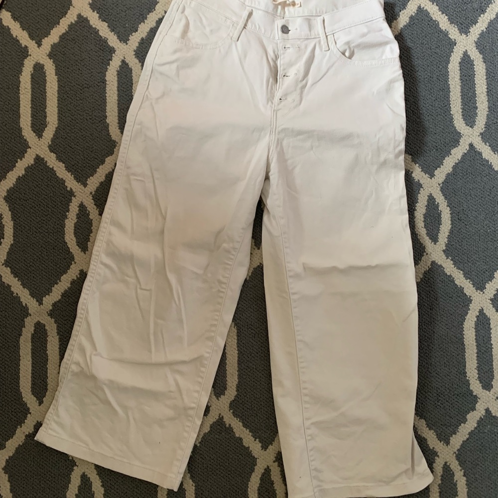 Mile high cropped wide leg white denim from Levi’s